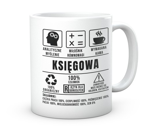 Biały kubek z napisem Jestem księgową nigdy się nie mylę 330 ml