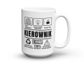 Biały kubek z czarnymi ikonami zawodu dla kierownika 450 ml