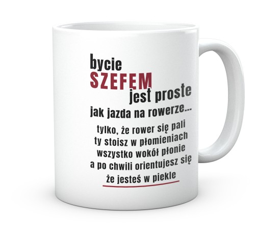 Śmieszny kubek dla szefa z nadrukiem roweru w ogniu 330 ml