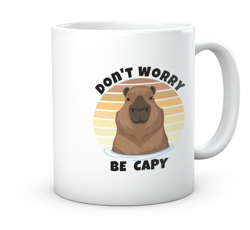 Kubek z nadrukiem don't worry be capy motyw kapibara 330 ml