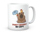 Biały ceramiczny kubek z nadrukiem don't worry be capy 330 ml