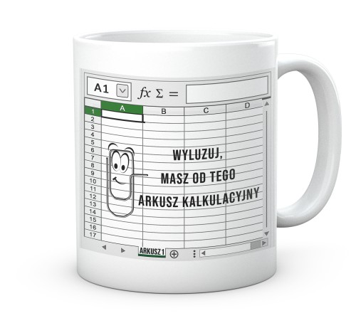 Personalizowany ceramiczny gadżet dla księgowego z motywem Excela 330 ml