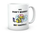 Śmieszny kubek pszczoła don't worry bee happy do biura 330 ml