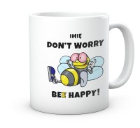 Kubek z humorem Don't Worry Bee Happy – Prezent dla koleżanki, kolegi z biura