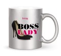 Kubek ceramiczny boss lady prezent dla szefowej do pracy srebrny 330ml