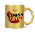Złoty kubek dla szefowej z napisem Boss Lady do biura 330 ml