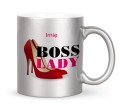 Srebrny kubek dla szefowej z napisem Boss Lady do biura 330 ml