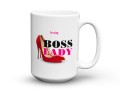 Biały ceramiczny kubek z nadrukiem Boss Lady prezent dla kierowniczki 450 ml