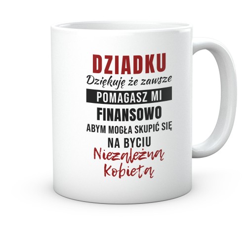 Kubek dla dziadka z napisem dziękuję że pomagasz mi finansowo 330 ml