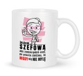 Biały kubek dla szefowej z napisem Jestem szefową nigdy się nie mylę 330 ml