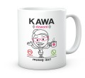 Biały kubek 330 ml do biura dla kobiety z grafiką Małej Mi