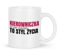 Biały kubek ceramiczny 330 ml dla kierowniczki z nadrukiem