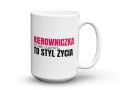 Biały kubek ceramiczny 450 ml dla kierowniczki z nadrukiem