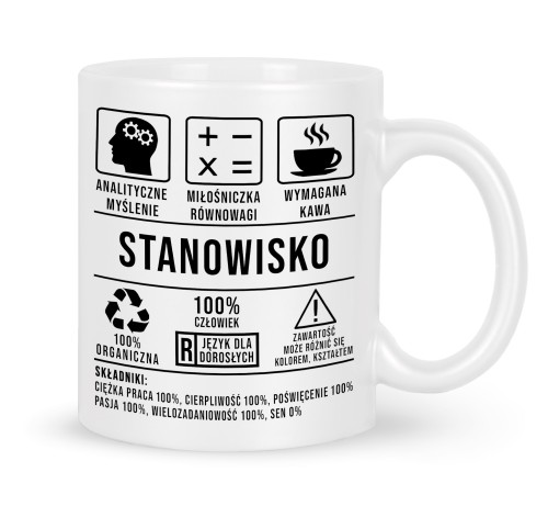 Biały personalizowany kubek dla kobiety do pracy
