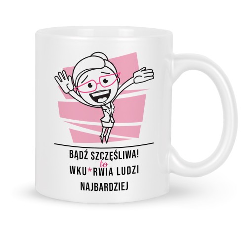 Biały kubek dla koleżanki z pracy z napisem 330 ml