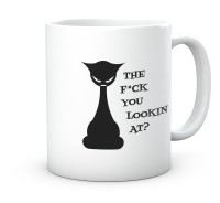 Kubek kot na co się ku*wa gapisz