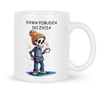 Kawa pobudza Kubek do pracy z dowcipnym napisem motywacyjnym