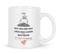 Personalizowany kubek na pożegnanie z pracy z motywem mapy piratów i imieniem