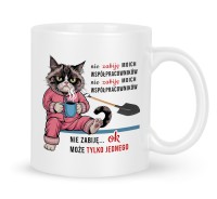 Żartobliwy ceramiczny kubek biurowy z motywem czarnego kota