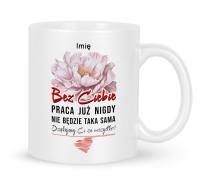Sentymentalny personalizowany kubek biurowy z grafiką różowej piwonii