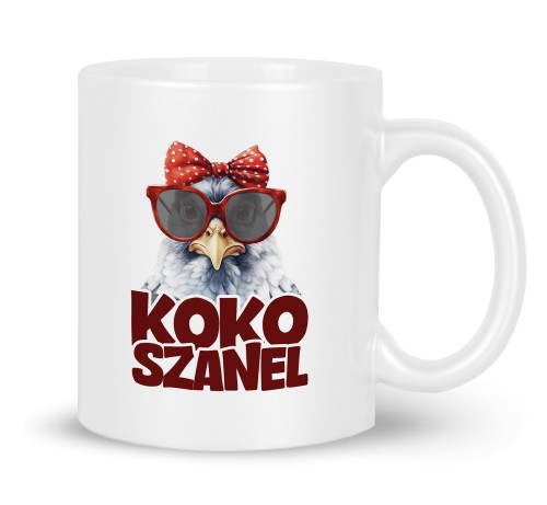 Kubek 330 ml z zabawną kurą Koko Szanel