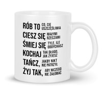 Ceramiczny kubek do kawy z motywującymi cytatami o życiu