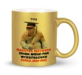 Zabawny kubek na obronę dla magistra 330 ml złoty