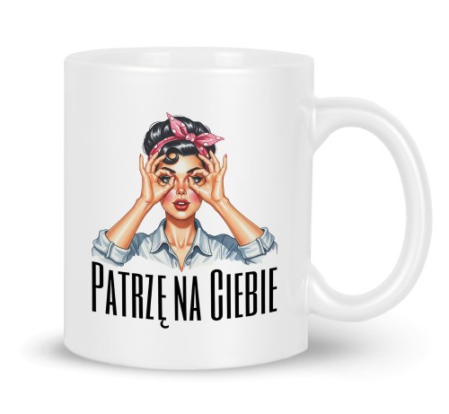 Kubek 330 ml z kolorowym nadrukiem w stylu pop-art pin-up na biurko