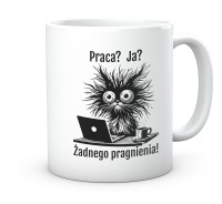 Kubek z czarnym kotem „Praca i ja”
