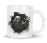 Kubek z nadrukiem szkielet wychodzący ze ściany Prezent na Halloween