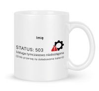 Śmieszny Kubek do Biura z Imieniem Dwustronny STATUS 503 Błąd Krytyczny