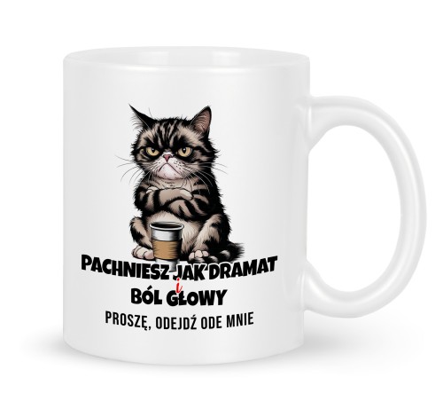 Kubek z kotem Pachniesz jak dramat ból głowy 330 ml