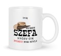 Kubek dla szefa w stylu westernu z napisem KUBEK SZEFA 330 ml