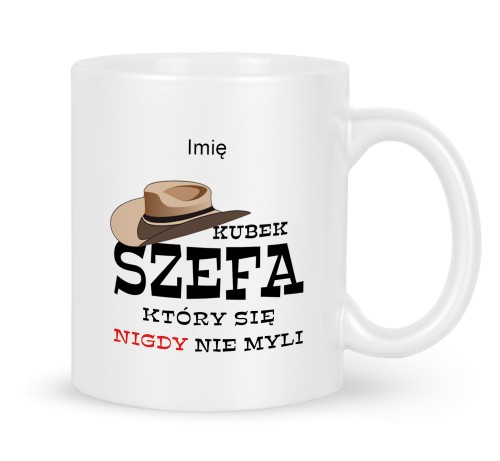 Kubek dla szefa w stylu westernu z napisem KUBEK SZEFA 330 ml